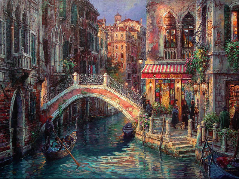 Venice Over the bridge painting - Cao Yong Venice Over the bridge art painting